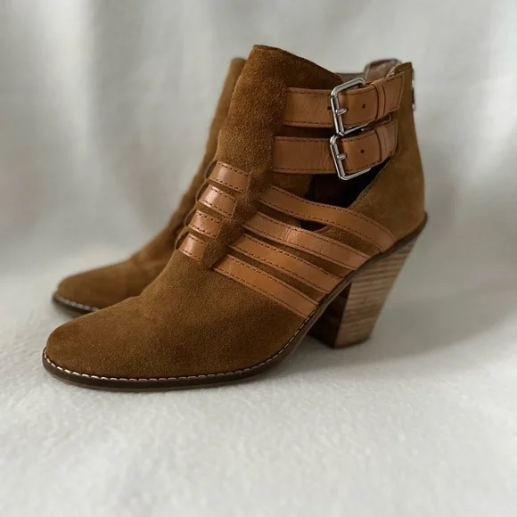 Dolce Vita Size 8 1/2 Leather Cognac Booties - Picture 2 of 16